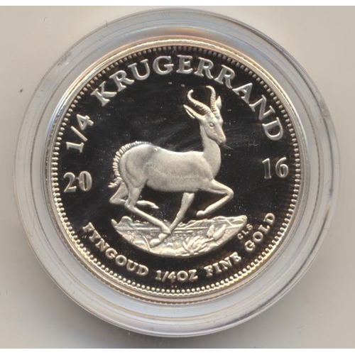 465 - IG lot – documents required. South Africa. 2016 quarter ounce Krugerrand boxed proof FDC with SA Min... 