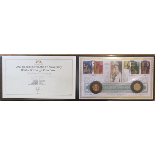 478 - IG lot - documents required. 2020 Queen's Coronation cover, with pair of proof sovereigns (2002 and ... 