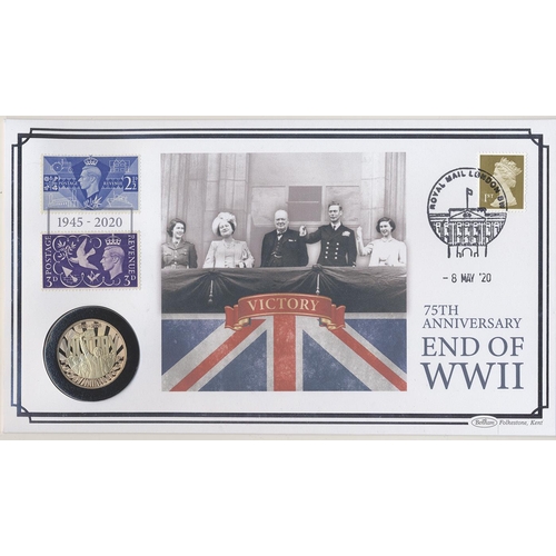 480 - IG lot – documents required. 2020 75th anniversary of VE day £2 gold proof FDC inset in Harrington &... 