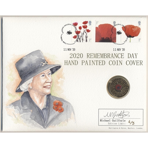 485 - IG lot – documents required. Alderney. 2020 Remembrance Day £5 gold proof FDC inset in Harrington & ... 