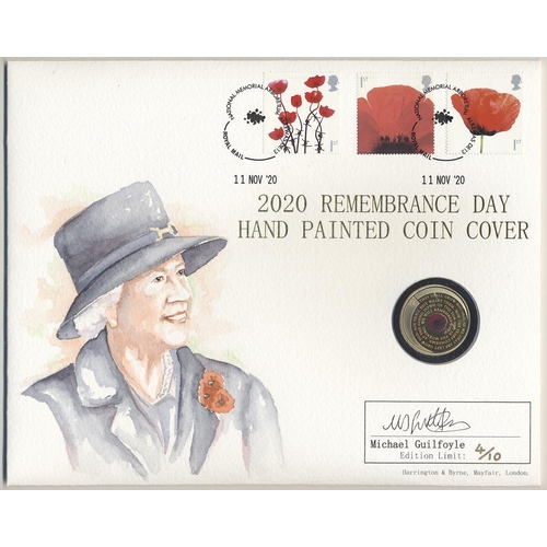 486 - IG lot – documents required. Alderney. 2020 Remembrance Day £2 gold proof FDC inset in Harrington & ... 