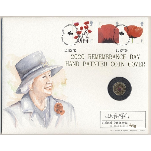 487 - IG lot – documents required. Alderney. 2020 Remembrance Day £1 gold proof FDC inset in Harrington & ... 