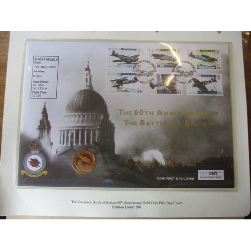 490 - IG lot - documents required. Guernsey. 2000 'Battle of Britain' gold proof 50p coin cover FDC by Wes... 