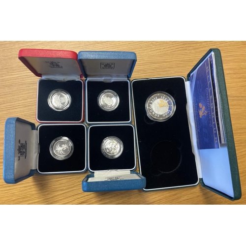 502 - Collection with boxed silver proofs FDC including 5p twin set 1990, 10p twin set 92, 50p 98, £1 1983... 