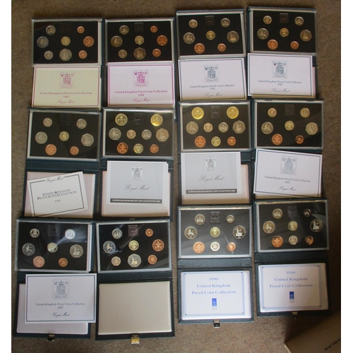 511 - Range of proof cased year sets FDC, with 1970 (2), 80 (2), 82 (2), 83 (2), 84 (2), 85 (2), 86 (2), 8... 