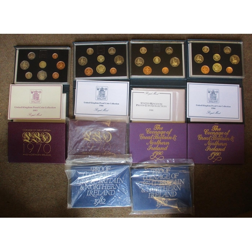 511 - Range of proof cased year sets FDC, with 1970 (2), 80 (2), 82 (2), 83 (2), 84 (2), 85 (2), 86 (2), 8... 