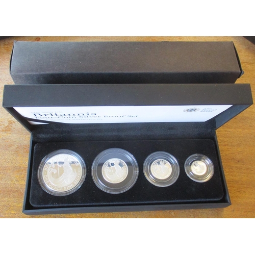 514 - 2008 Royal Mint Britannia silver proof cased set of 4 (£2, £1, 50p and 20p) FDC. (R)