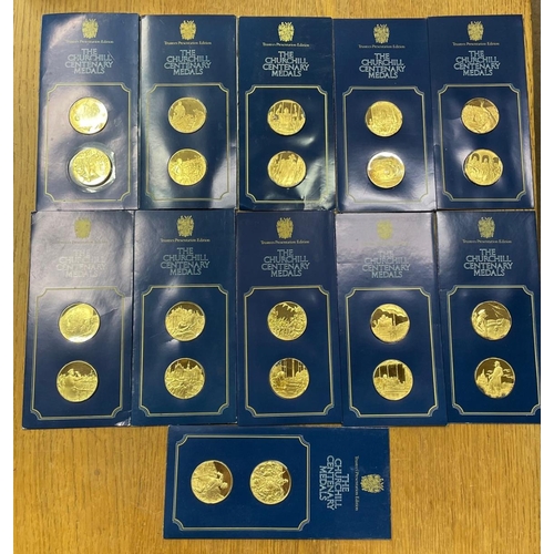 518 - Collection of commemorative Churchill centenary medals (11) and the history of man in flight medals ... 