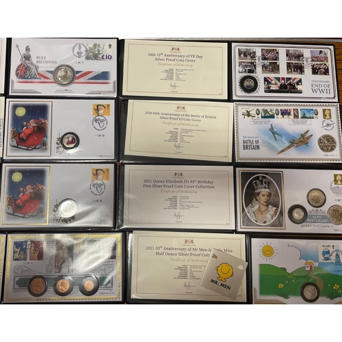 524 - Collection of coin covers inset in Harrington & Byrne presentation folder with GB 2020 180th anniver... 