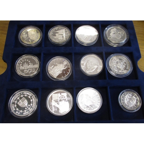 529 - 1993-95 Official ECU collection of 23 silver and 1 CuNi proofs FDC in Westminster box with matching ... 