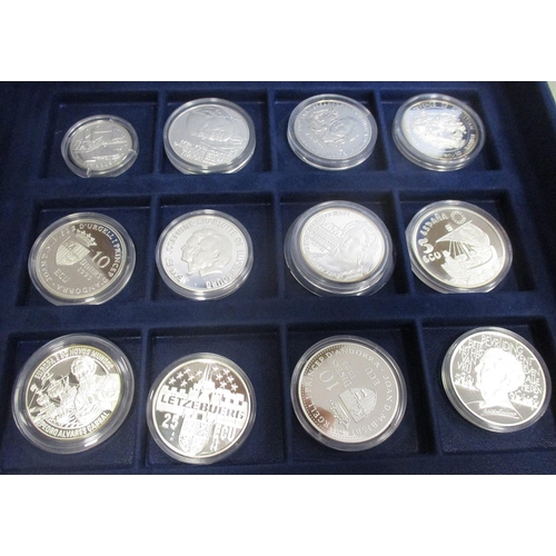 529 - 1993-95 Official ECU collection of 23 silver and 1 CuNi proofs FDC in Westminster box with matching ... 