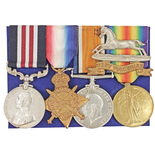 75 - WW1 Military Medal and 1914-15 Star trio to 3304 Pte G. Dinsdale W. York R. (307475 1/7 W. York R on... 