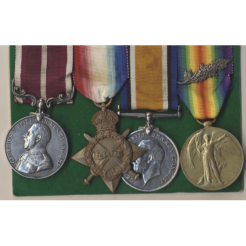 90 - WW1 Meritorious Service Medal and 1914-15 trio with MID oakleaf to 6750 W.O. Cl 2 H. Barnes Lan Fus ... 