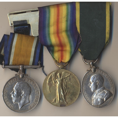 99 - WW1 BWM, Victory Medal and KGV Territorial Efficiency Medal to 157 Pte C. May Lanark Yeo (35009 Sco ... 