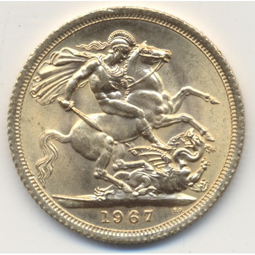 390 - I. gold lot – documents required. 1967 St George and the Dragon sovereign about uncirculated. (Y) £2... 