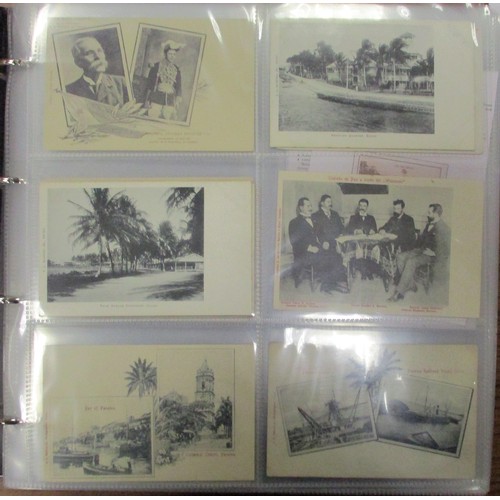169 - Foreign. Panama coln. in modern album. Early cards incl. Maduro pub. double views (see photo). Wharf... 