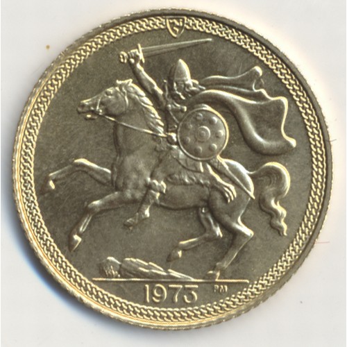 453 - IG lot – documents required. Isle of Man. 1973 St George half sovereign about uncirculated with some... 