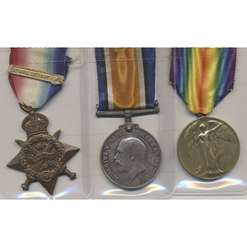 104 - 1914 Star trio with copy date bar to 8143 Pte J. McPherson R.S. Fus fine to nearly very fine. James ... 