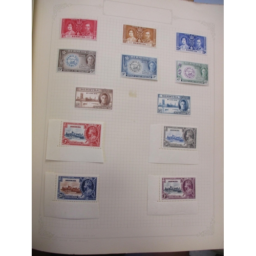 13 - BC A to Z KGV-KGVI M coln in ‘The Stamp Album’ incl 1938-51 set to 1s, Gambia 1935 SJ, Mauritius 193... 