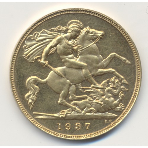 386 - 1937 £5, £2, sovereign and half sovereign proof cased set of 4 FDC. (See photo) (R)