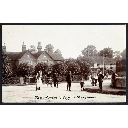 107a - Misc. coln. of RP and ptd. UK topo. RPs of postal staff at Ringmer (see photo), Faversham, Stock, Es... 