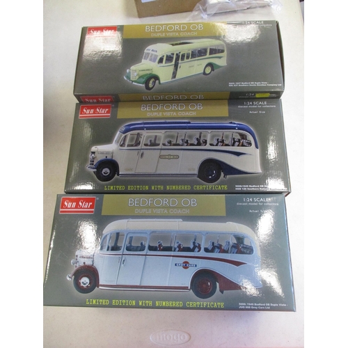 382 - Sun Star. 1/24 Scale Bedford OB Duple Vista Coaches with 1949 JUO 608 Grey Cars Ltd No 5006, No 914/... 