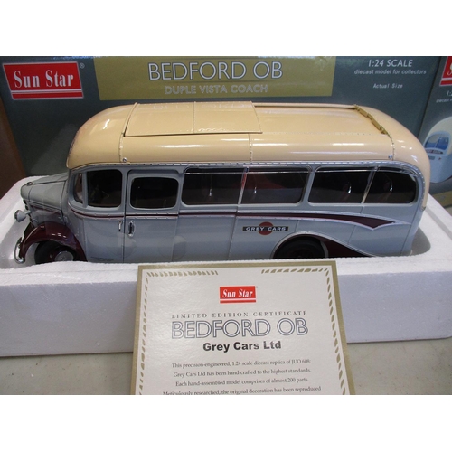 382 - Sun Star. 1/24 Scale Bedford OB Duple Vista Coaches with 1949 JUO 608 Grey Cars Ltd No 5006, No 914/... 