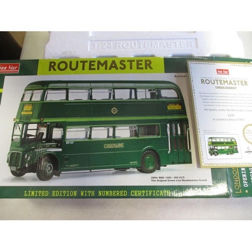 386 - Sun Star. 1/24 Scale Routemaster Buses with Green Line RMC 1453 - 453 CLT No 2904 (wing mirrors fitt... 