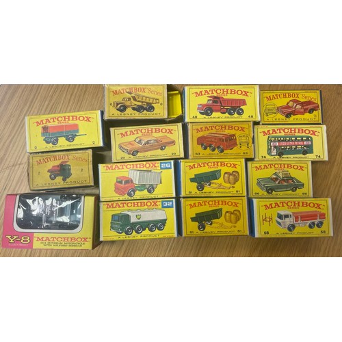 376A - Matchbox. Collection with Mercedes trailer No 2, taxicab No 20, quarry truck No 6, GMC tipper truck ... 