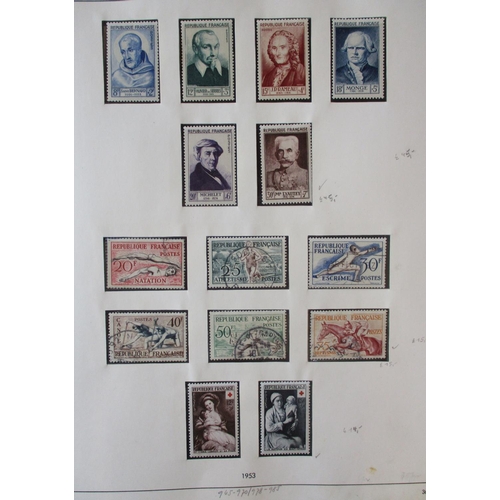 277 - France. Misc coln in two safe albums incl range of early vals U, 1887-90 vals to 5f U, 1940-41 set t... 