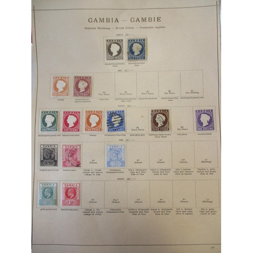 130 - British Commonwealth. Small useful range on loose leaves incl Gambia early vals, and 1909 set to 3s ... 