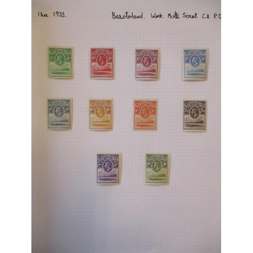 167 - Basutoland. Two album pages with 1933 set to 10s M and 1938 set to 10s M. (See photo). (R)