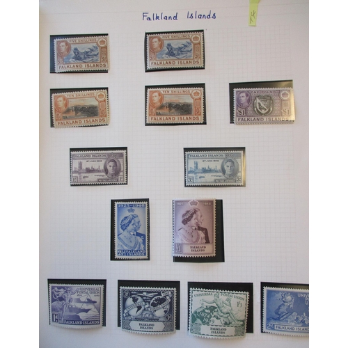 184 - Falkland Islands. Small seln on loose album pages with 1938-50 set to £1 M/UM (10s & £1 being UM) wi... 