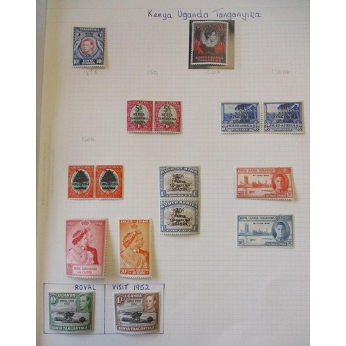 196 - Kenya, Uganda and Tanganyika. Small M range on loose leaves with 1938-54 set to £1 M (1s x4, 2s x3, ... 