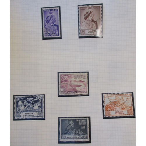 205 - Malacca. FU range on loose album pages with 1948 RSW set, 1949-52 set to $5, 1949 UPU set, 1954-57 s... 