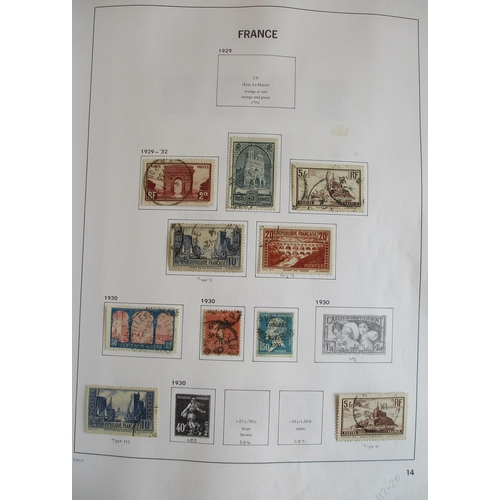 270 - France. Early to Modern U/FU coln in SG Davo album, 1877 vals to 5f, 1900 Merson incl 2f, 1929 vals ... 