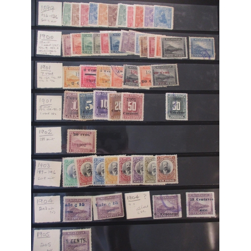 310 - Nicaragua. 1862-1986 coln in stock leaf binder incl early vals M/U, 1900 set to 5p M, 1901 (Mar) P.D... 