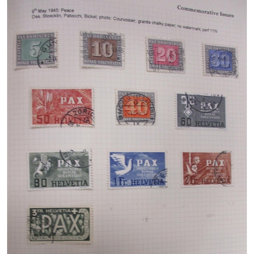 329 - Switzerland. Early to Modern M/U coln in two albums, incl 1941 Airs set to 5f, 1945 PAX vals to 3f, ... 