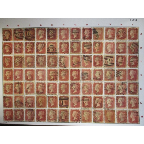 375 - 1864-1879 U penny red reconstruction sheets from plate 72 to 209 across five albums, few complete wi... 