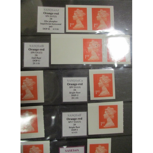 411 - Semi-specialised Machin coln in 4 albums with single stamps, bklts and bklt panes incl miscuts, misp... 