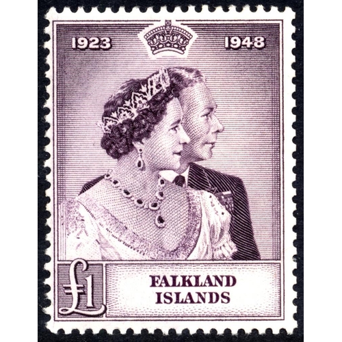 184 - Falkland Islands. Small seln on loose album pages with 1938-50 set to £1 M/UM (10s & £1 being UM) wi... 