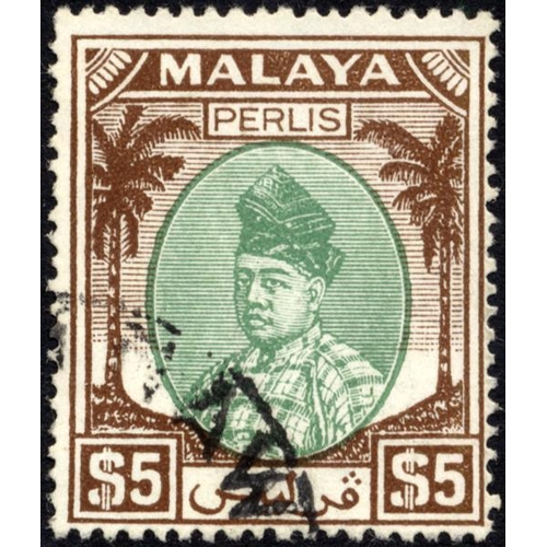 215 - Perlis. FU range on loose album pages incl 1948 RSW set, 1951-1955 Raja Syed Putra set to $5 and 195... 