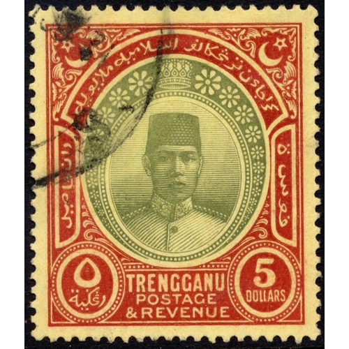 219 - Trengganu. FU range on loose album pages incl 1921-41 set to $3 with wmk Mult Crown CA $5, 1941 2c o... 