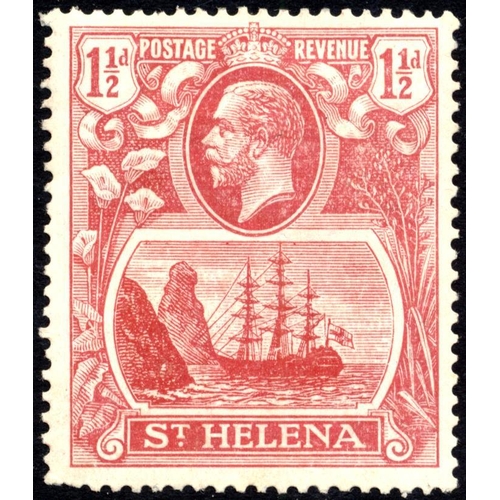 237 - St. Helena. 1922-37 small seln of varieties with ½d grey and black “cleft rock” UM in corner margina... 