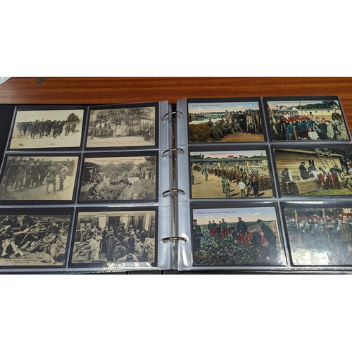 202 - Military. coln. in modern album of mainly WWI action, war damage, parades, victory marches etc. RPs ... 