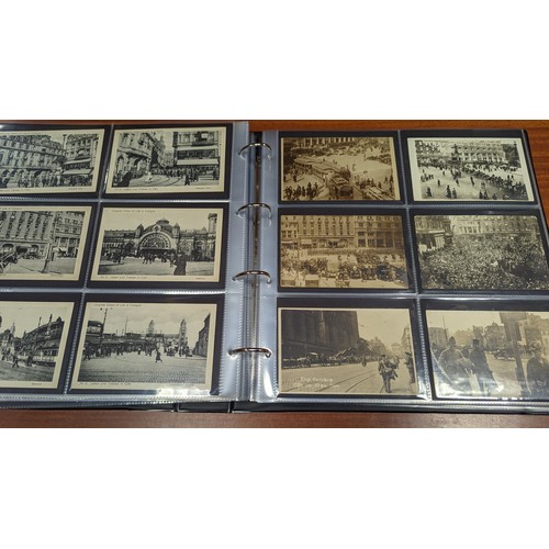 202 - Military. coln. in modern album of mainly WWI action, war damage, parades, victory marches etc. RPs ... 