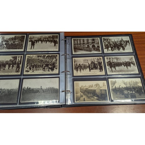 202 - Military. coln. in modern album of mainly WWI action, war damage, parades, victory marches etc. RPs ... 