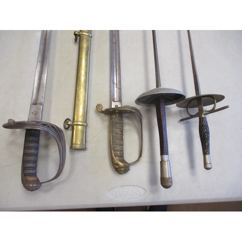 111a - Range with:
1. 1822 Pattern officer's infantry sword and mis-matched scabbard, RV cypher to handguar... 