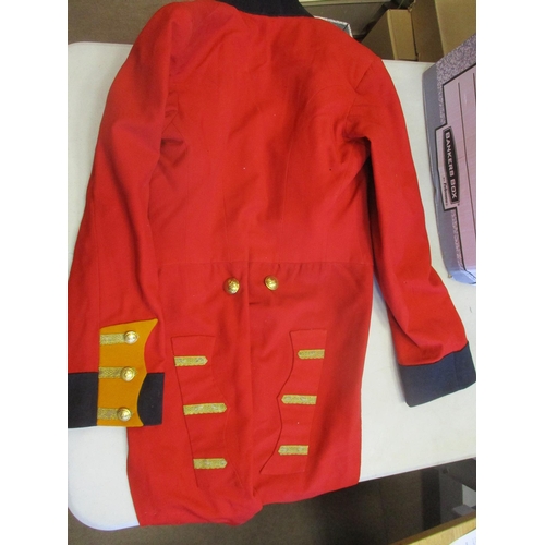 116 - Reproduction 18/19th century officer's red long tailed jacket. It is fitted with original QV 6th Foo... 