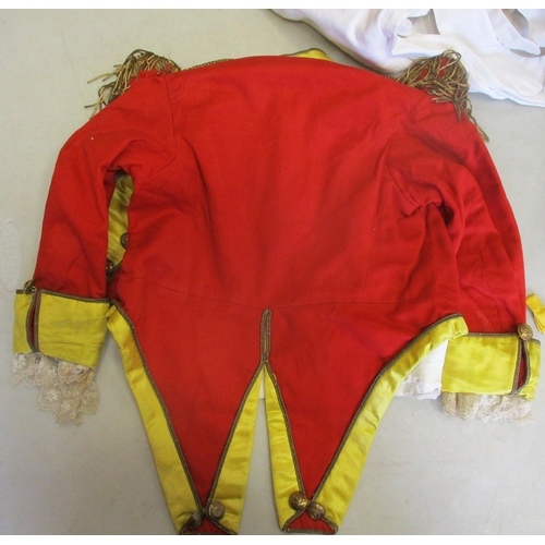 122 - Very detailed child's reproduction uniform in 18th/19th century style with red jacket with yellow cu... 